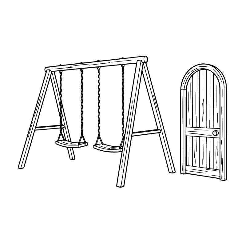 swinging no people on it and radom door