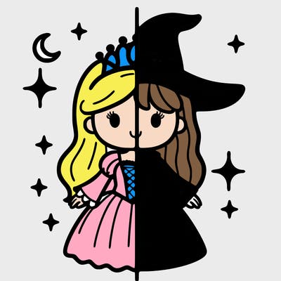 split princess and witch