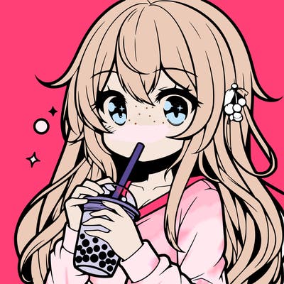 anime drinking boba tea
