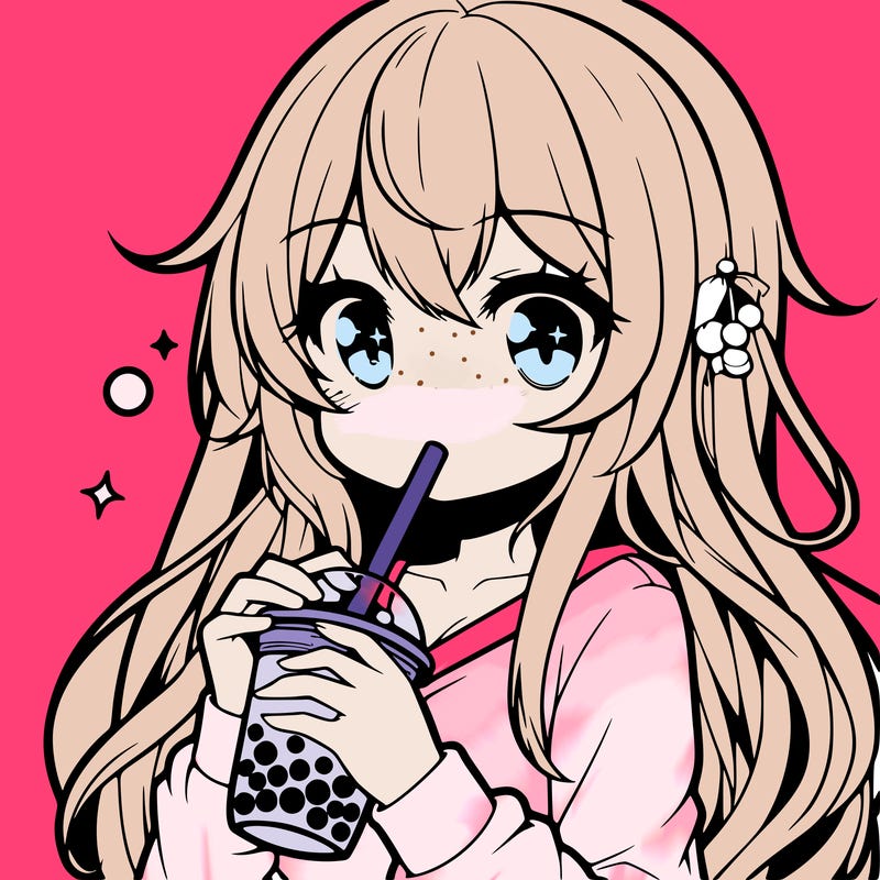 anime drinking boba tea