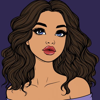 realistic girl with wavy hair and lips