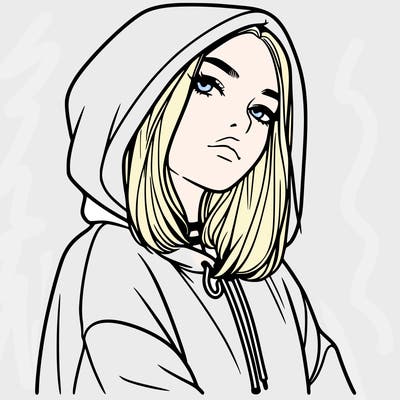 a realistic girl in a hoodie