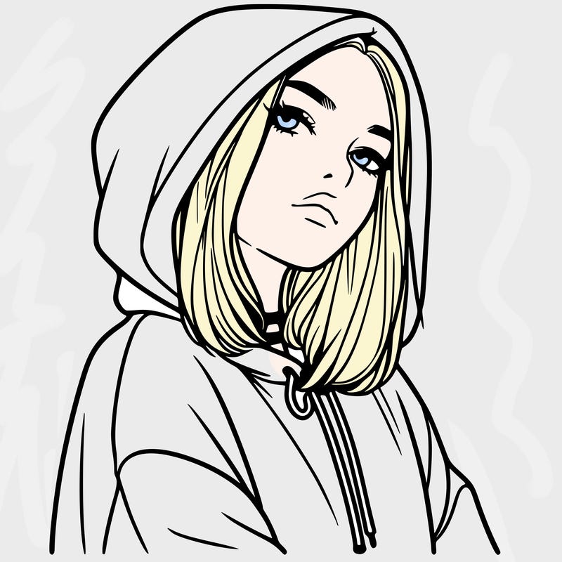 a realistic girl in a hoodie