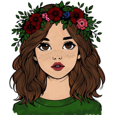 realistic girl with flower crown