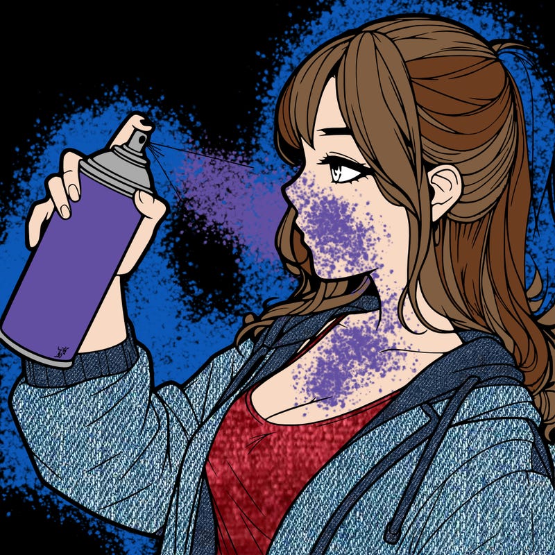 a realistic girl spray, painting