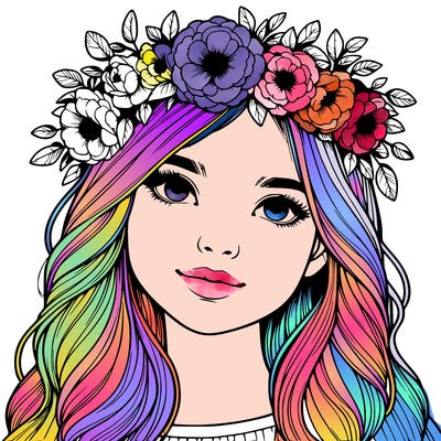 realistic girl with flower crown