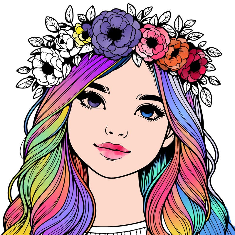 realistic girl with flower crown