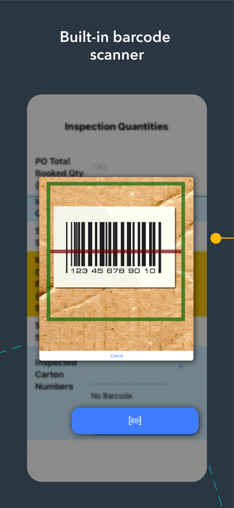 Pivot88 - Built-in barcode scanner in the Pivot88 mobile app interface.
