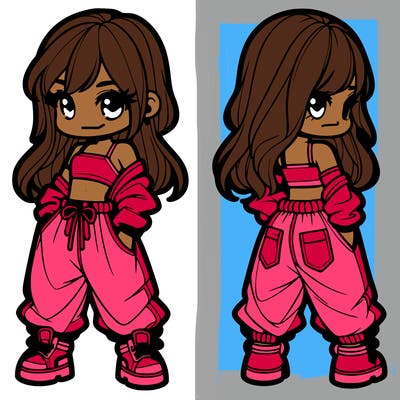 girl in crop top and baggy pants