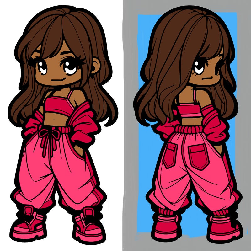 girl in crop top and baggy pants