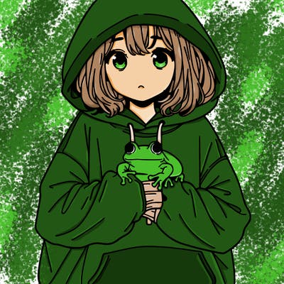 girl with oversized hoodie holding a frog