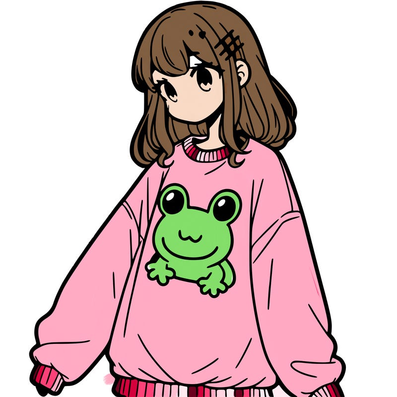 girl wearing frogging sweatshirt