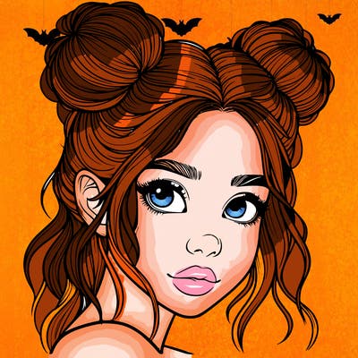 realistic girl with hair buns on her head