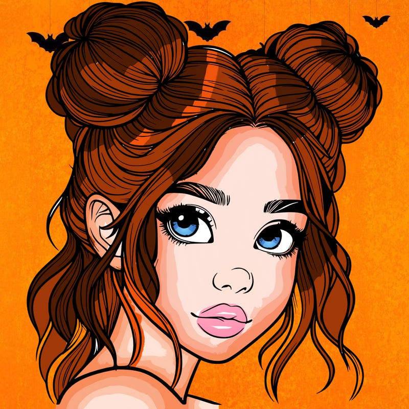 realistic girl with hair buns on her head