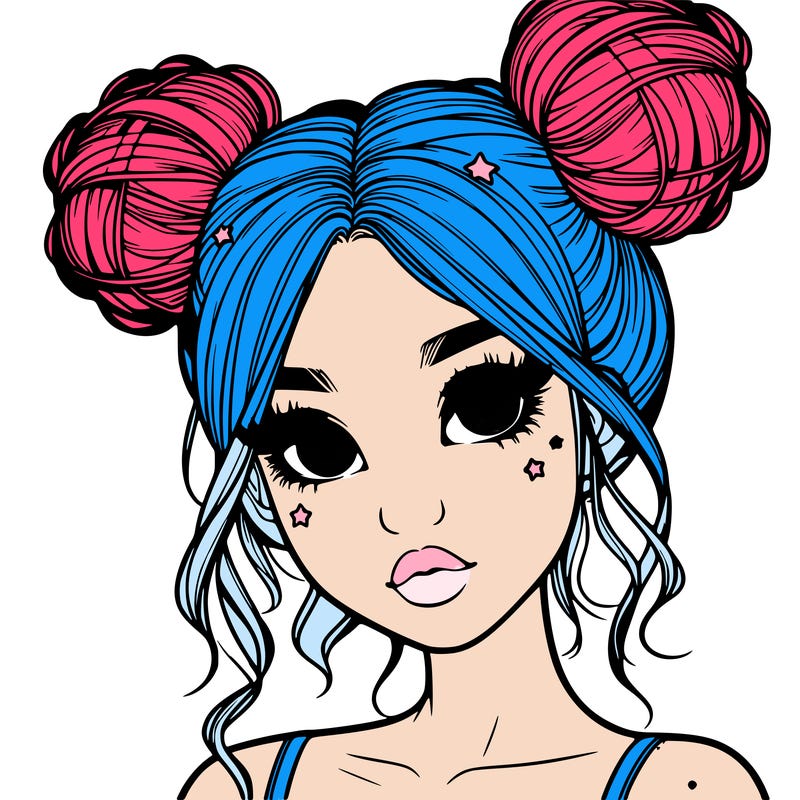 realistic girl with space buns