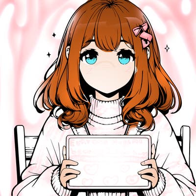 realistic pretty anime girl holding blank sign