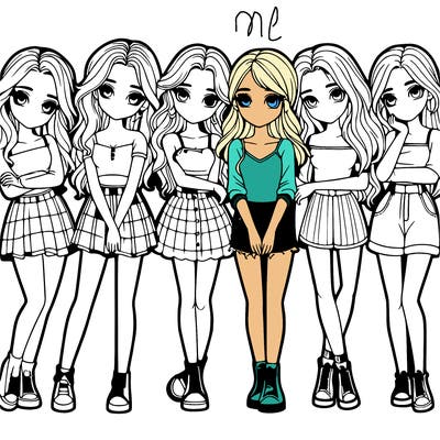 a group of girls realistic