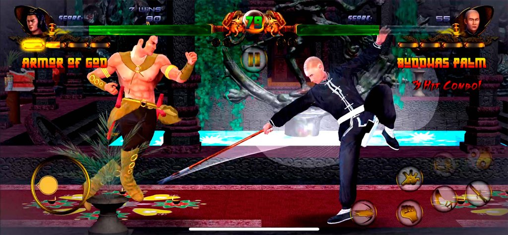 Shaolin vs Wutang - Fighting - Two martial arts characters fighting in a temple arena in the game Shaolin vs Wutang