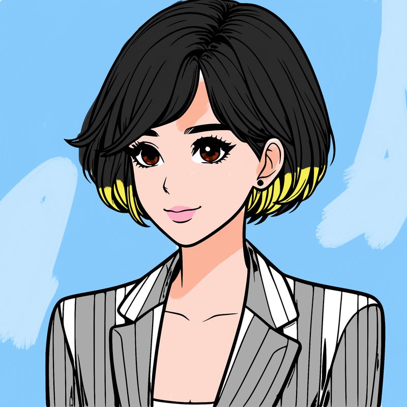 one beautiful girl realistic wearing suit with short hair