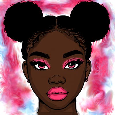 realistic black woman with two buns