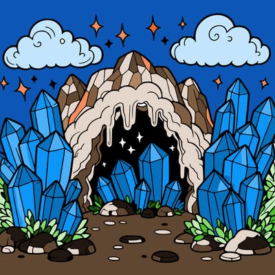 a cave with magic crystals