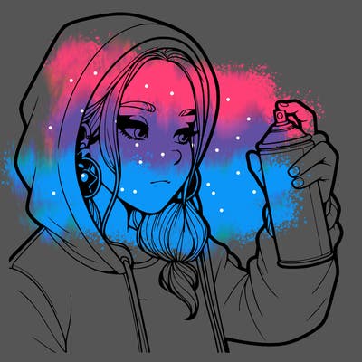 a realistic girl, spray painting