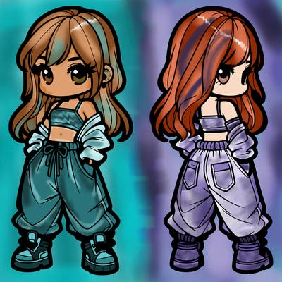 girl in crop top and baggy pants