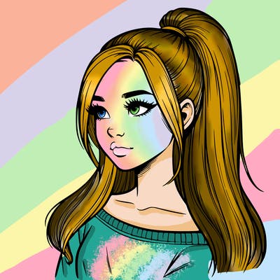 realistic girl with a high ponytail