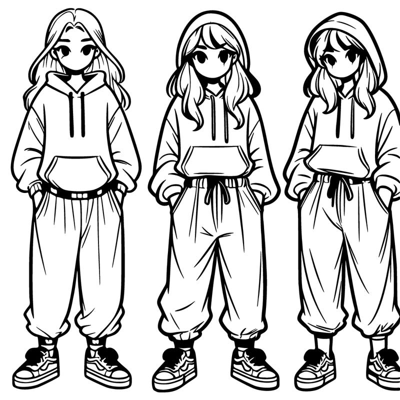 teenager girl wearing baggy pants and hoodie