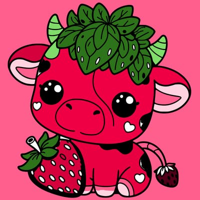 cute strawberry cow