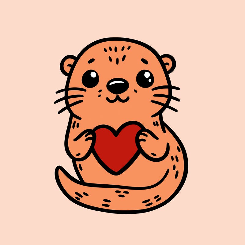 otter with a heart