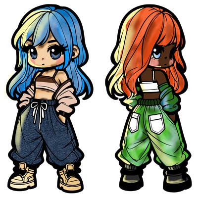 girl in crop top and baggy pants