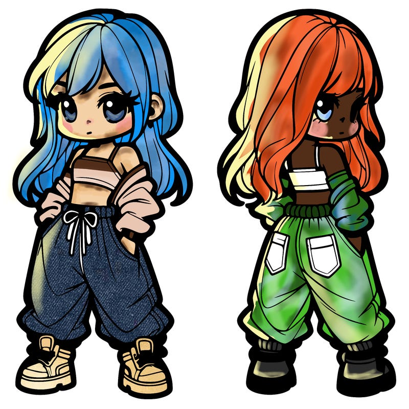 girl in crop top and baggy pants