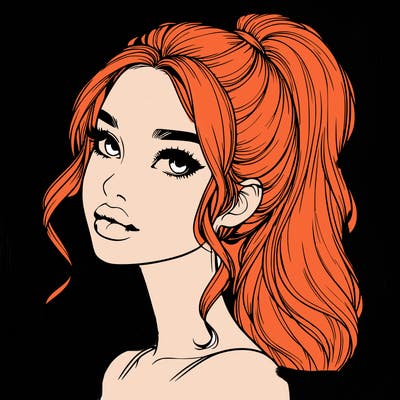 realistic girl with a ponytail on her hair and lips