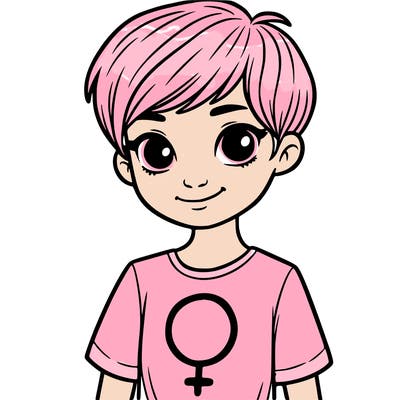 girl with pixie cut and feminist shirt