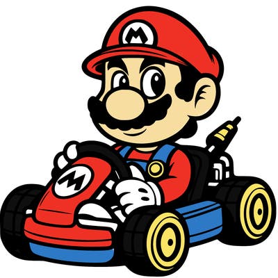 a super mario in a racing kart