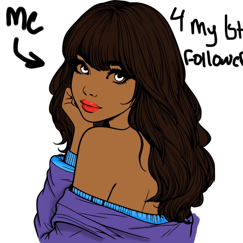 realistic girl with bangs looking over her shoulder