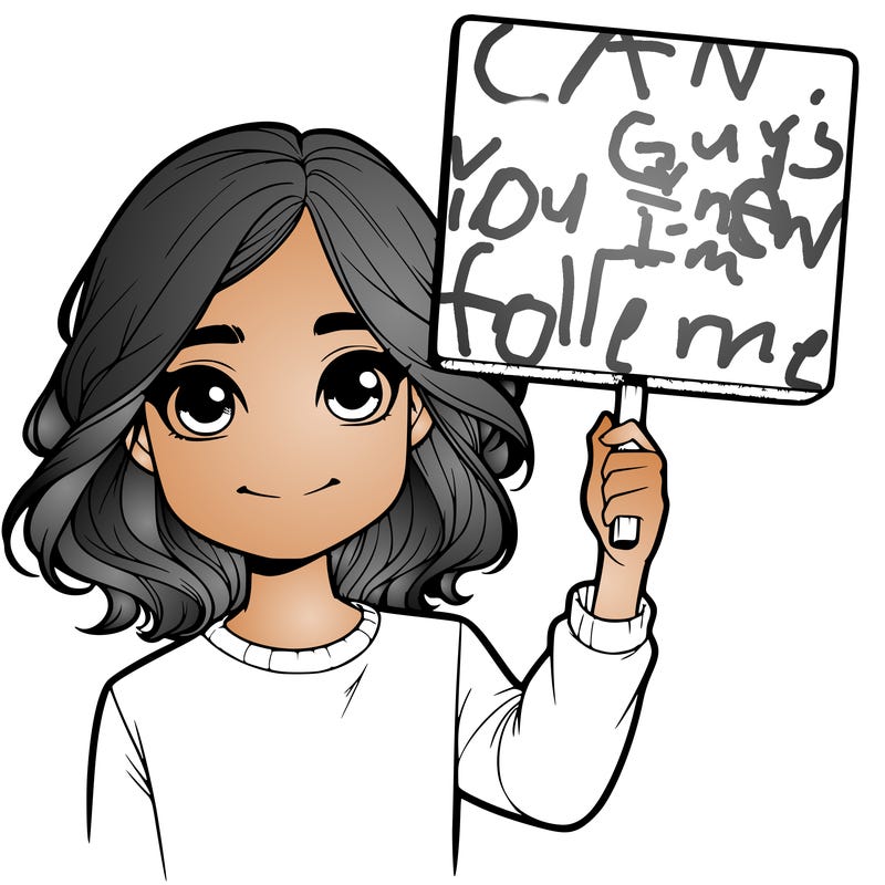 realistic girl holding up a sign