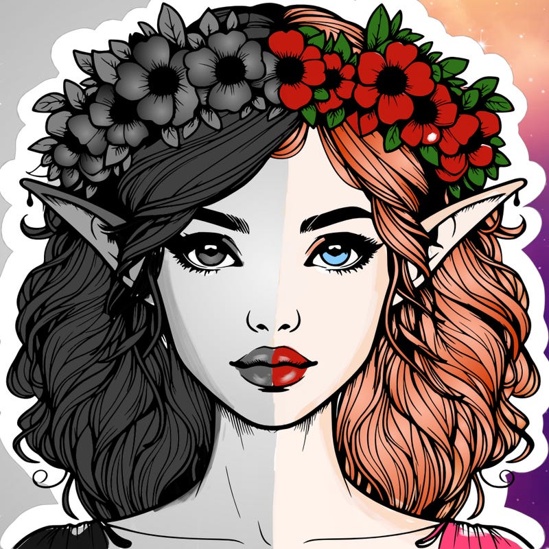 realistic female elf with flower crown