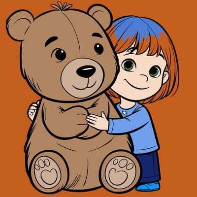 young girl holding large baby bear