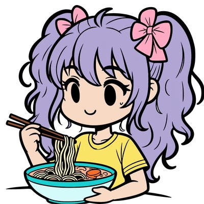 a girl eating ramen