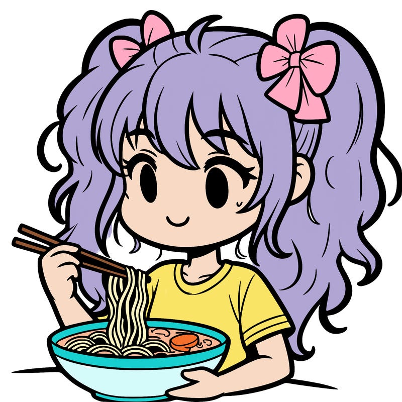 a girl eating ramen