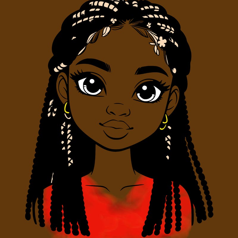 a realistic black girl with braids