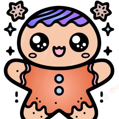 kawaii gingerbread man