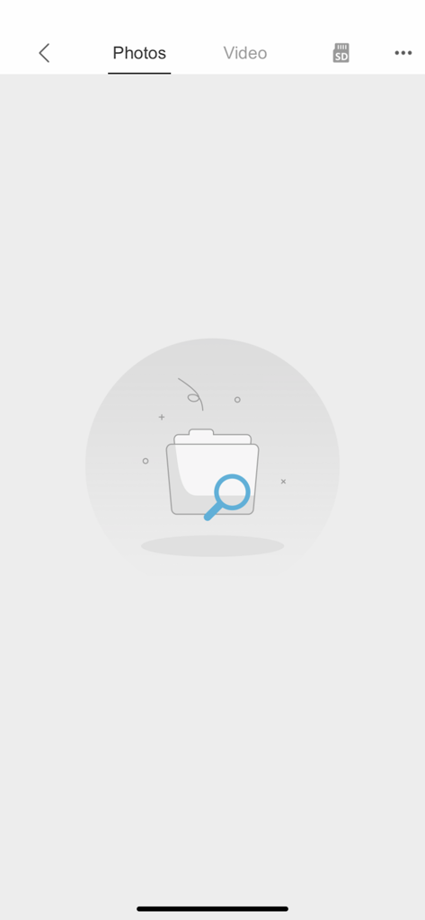 Ophelia GO - Empty photo gallery interface in the Ophelia GO drone companion app