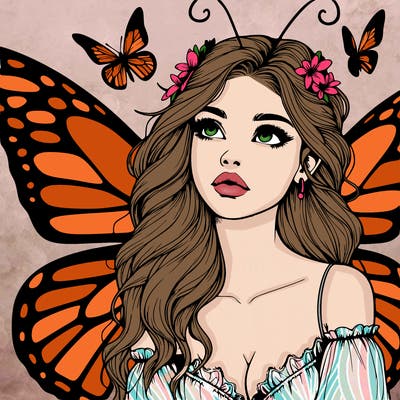butterfly fairy realistic girl