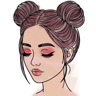 woman with hair buns