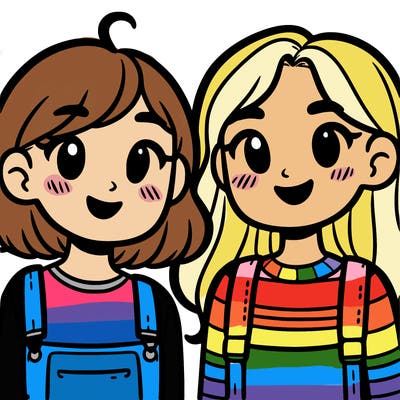 two best friends one with short hair and one with long hair