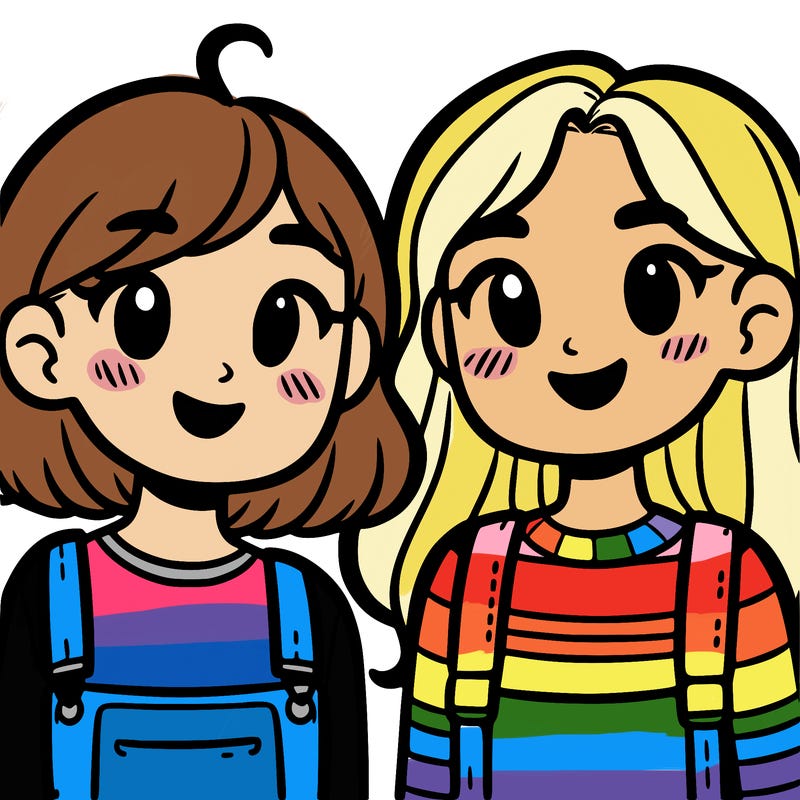 two best friends one with short hair and one with long hair