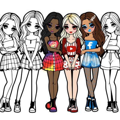 a group of girls realistic